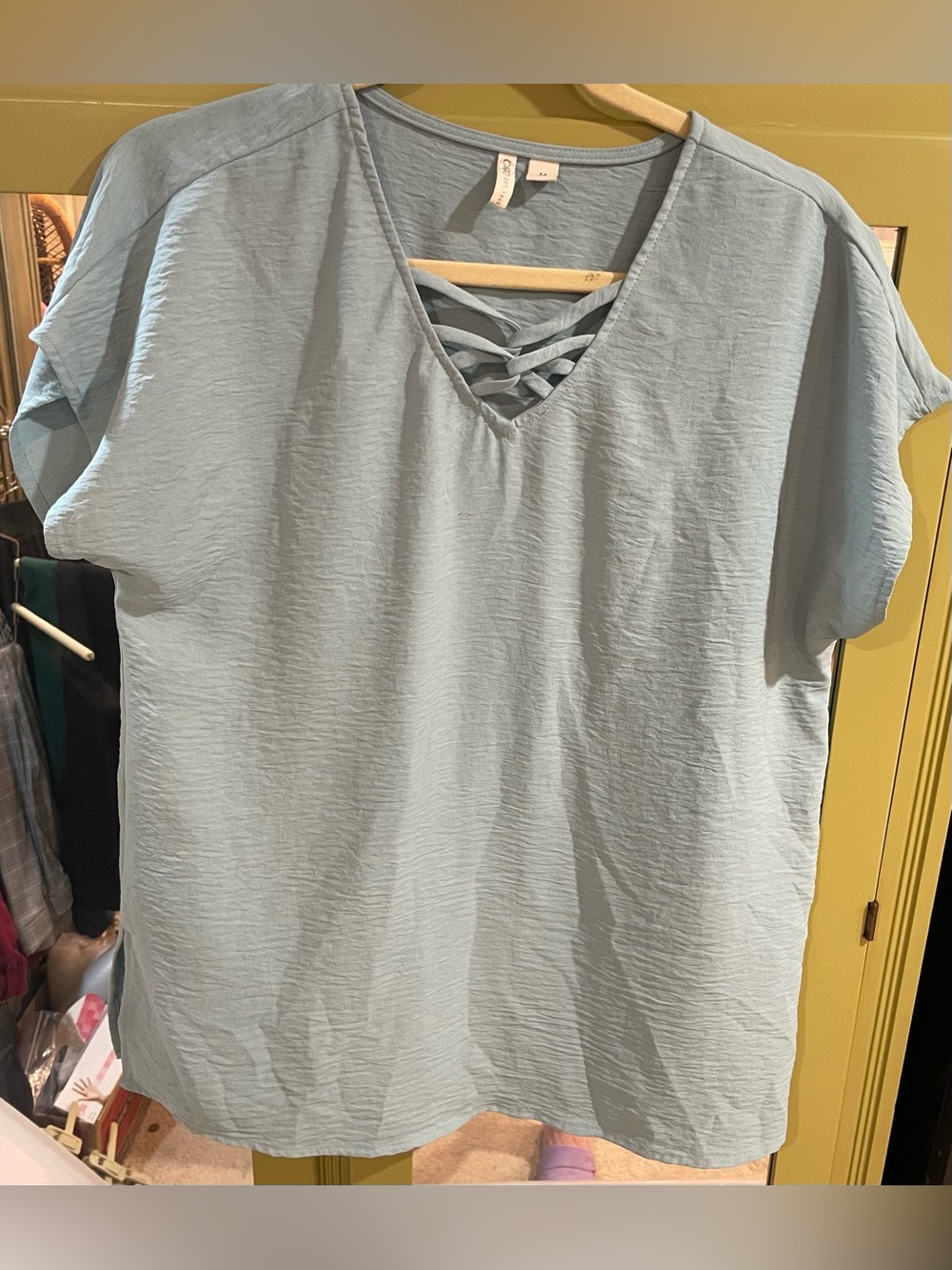 Cato Light Blue/Green Short Sleeve Top